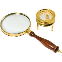 

Barska Anchor Master Brass & Wood Magnifier Set, with 3x Handheld Magnifying Glass & 40mm Table Magnifier Loupe.