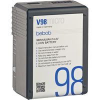 

bebob V98MICRO Micro V-Mount Rechargeabl Li-Ion Battery, 14.4V/6.8Ah/98Wh