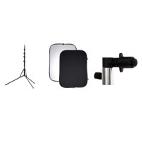 

Belle Drape 60x78" Collapsible Disc Background, One Side Black, One Side White, with Zippered Carrying Case, Black 5.9' Three-Section Nano Stand, Background and Reflector Clip