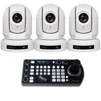 

BirdDog 3 Pack P400 8.5MP 4K Full NDI PTZ Camera with Sony Sensor, White - With BirdDog PTZ Keyboard Controller
