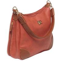 

Bulldog Hobo Style PU Leather Concealed Carry Purse with Holster, Brick Red with Tan Trim