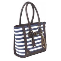 

Bulldog Tote Style Purse with Holster Fits Most Small Autos and Revolvers, Navy Stripe Faux Leather