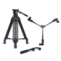 

Benro BV10 Aluminum Alloy Twin Leg Video Tripod Kit, Includes Video Head, QR13 QR Plate, 2 Pack BS02 Pan Bar Handle, ML08 Mid-Level Spreader, Spike Feet, Case - With Benro DL-08 Dolly