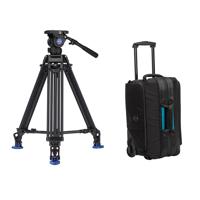 

Benro BV8 Aluminum Alloy Twin Leg Video Tripod Kit, Includes Video Head, QR13 QR Plate, BS02 Pan Bar Handle, ML08 Mid-Level Spreader, Deluxe Carry Case - With Tenba Cineluxe Roller 21