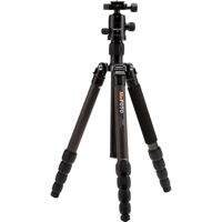 

MeFOTO GlobeTrotter Carbon Fiber Tripod Kit, 5 Sections, 64.17" Max Height, 26.45 lbs Load Capacity, Includes Double Action Ball Head, Induro PU-50 Slide-In Quick Release Plate, Carry Case with Strap, Black