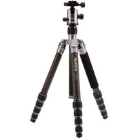 

MeFOTO GlobeTrotter Carbon Fiber Tripod Kit, 5 Sections, 64.17" Max Height, 26.45 lbs Load Capacity, Includes Double Action Ball Head, Induro PU-50 Slide-In Quick Release Plate, Carry Case with Strap, Titanium