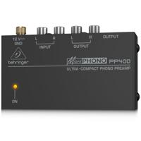 

Behringer Microphono PP400 Ultra-Compact Phono Preamp, 50W Output Impedance, RIAA Frequency Response