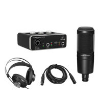 

Behringer U-PHORIA UM2 2x2 USB Audio Interface - Bundle With Audio-Technica AT2020 Cardioid Condenser Microphone, H&A 10' XLR M to XLR F Mic Cable, AKG K72 Studio Headphones