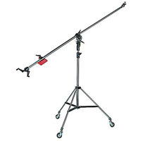 

Manfrotto 025BS Super Boom Arm with Pivoting Clamp 123, Counter Weight 022, Cable Clips and Cine Stand 008 with Casters, Black Anodized