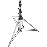 

Manfrotto 9' Wind-up Zinc Steel Lightstand with 5/8" Stud & 1-1/8" Female Receiver, 3 Section - 2 Riser, Max Load 66 lb, Chrome.