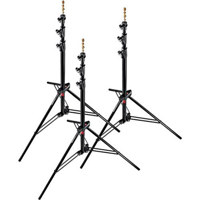 

Manfrotto 1005BAC 107" Air Cushioned Aluminum Ranker Light Stand with 3-Sections & 2 Risers, Black - Pack of 3 Stands