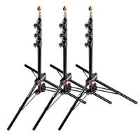 

Manfrotto 1051BAC 83" Air Cushioned Aluminum Mini Compact Stand with 4-Sections & 3 Risers, Black - Pack of 3 Stands