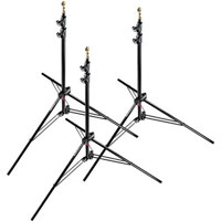 

Manfrotto 1052BAC 93" Air Cushioned Aluminum Compact Stand with 3-Sections & 2 Risers, Black - Pack of 3 Stands