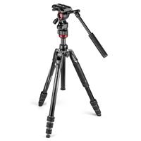 

Manfrotto Befree Live 4-Section Aluminum Compact Travel Video Tripod Kit with Fluid Head and M-Lock Twist Leg Locks, Supports 8.82 Lbs, 59" Maximum Height, Black/Silver