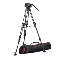 

Manfrotto 509HD Professional Fluid Video Head with 645 FAST Twin Leg Aluminum Tripod and Low & Mid Level Spreader