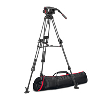 

Manfrotto 509HD Professional Fluid Video Head with 645 FAST Twin Leg Carbon Fiber Tripod and Low & Mid Level Spreader