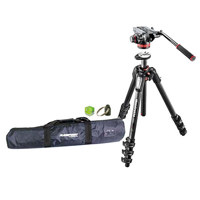 

Manfrotto MT055CXPRO4 Carbon Fiber 4 Sections Tripod with Horizontal Column, - Bundle With Manfrotto MVH502AH Pro Video Head with Flat Base, Tripod Case, Bubble Level, Tripod Hangar