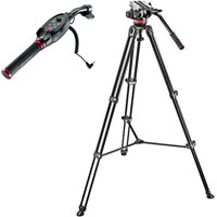 

Manfrotto MVH502A Fluid Head and MVT502AM Tripod System with Carrying Bag, 8.8 lbs Capacity - Bundle - with RC Standard Pan Bar Ex Remote Control, for LANC Sony & Canon Cameras, Black