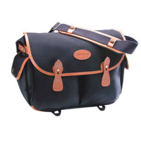 

Billingham Photo Packington, Notebook & Camera Shoulder Bag, Black with Tan Leather Trim and Brass Fittings.