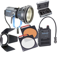 

Bron Kobold DW 200 Open Face DC Flight Kit, with 200 watt HMI Head, Ballast, Lamp, Open Face Reflector, Filters & Case