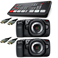 

Blackmagic Design ATEM Mini Live Production Switcher - Bundle With 2 Pack Blackmagic Design Pocket Cinema Camera 4K, 2 Pack 10' High Speed HDMI Cable with Ethernet