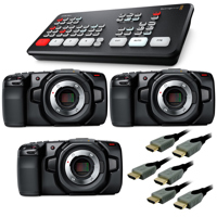 

Blackmagic Design ATEM Mini Live Production Switcher - Bundle With 3 Pack Blackmagic Design Pocket Cinema Camera 4K, 3 Pack 10' High Speed HDMI Cable with Ethernet