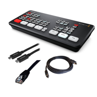 

Blackmagic Design ATEM Mini Live Production Switcher - Atem mini for Mac, Kramer HDMI (M)to HDMI (M)Cable,6', 25' Cat5e 350Mhz Snagless Patch Cable Black, USB 3.1 Type-C Male to USB Type-C Male Cable, 3.3'