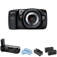 

Blackmagic Design BMPCC Pocket Cinema Camera 4K - Bundle With Blackmagic Battery Grip, 2 Pack Green Extreme NP-F550 Batteries, Compact Charger, Microfiber Cloth