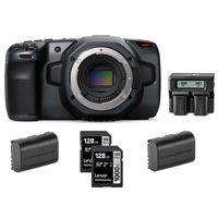 

Blackmagic Design Pocket Cinema Camera 6K - Bundle With Lexar Professional 128GB 1000x UHSII U3 SDXC Memory Card (2 pack), 2 Pack Spare Battery, Dual Charger