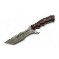 

BucknBear Damascus Tanto Tracker Knife with 6" Fixed Steel Blade and G10 Red Micarta Handle