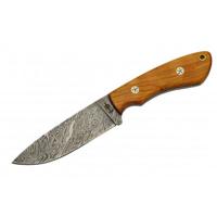 

BucknBear Texas Hunter Knife with 4.5" Damascus Drop Point Fixed Blade and Olive Wood Handle