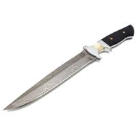 

BucknBear Sub-hilt Fighter Knife with 7.37" Damascus Double Edged Fixed Blade and Bone Handle