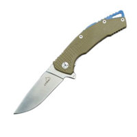 

BucknBear Desert Sand Lynx Flipper Folding Knife with 3.7" Mirror Polished Fine Edge Clip Point Blade and Sand G10 Handle.