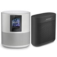 

Bose Home Speaker 500 Wireless Speaker with Built-In Amazon Alexa, Luxe Silver - With Bose SoundLink Color Bluetooth Speaker II, Soft Black