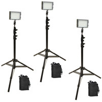 

Bescor Field Pro FP-180 Bi-Color LED 3-Light Kit, Includes 3x 74" Air-Cushioned Light Stand, 3x AC Power Supply, 3x SLM-5-NC Battery