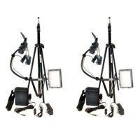 

Bescor Grip-182KB Gripper Gooseneck Bi-Color 2-Light Kit, Includes 2x FP-180 Dimmable LED Light, 2x Gooseneck Arm, 2x Gripper Clamp, 2x AC-180 Power Supply, 2x LS-180 Light Stand and 2x Slimline Lead Acid Battery