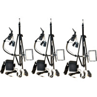 

Bescor Grip-183KB Gripper Gooseneck Bi-Color 3-Light Kit, Includes 3x FP-180 Dimmable LED Light, 3x Gooseneck Arm, 3x Gripper Clamp, 3x AC-180 Power Supply, 3x LS-180 Light Stand and 3x Slimline Lead Acid Battery