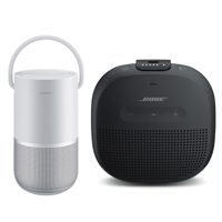 

Bose Portable Home Speaker, Luxe Silver - With Bose SoundLink Micro Bluetooth Speaker, Black