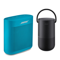 

Bose Portable Home Speaker, Triple Black - With Bose SoundLink Color Bluetooth Speaker II, Aqua Blue