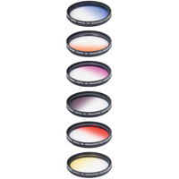 

Bower 7-Piece 52mm Graduated Color Filter Kit, Includes Yellow, Red, Gray, Purple, Orange, Blue Filters and Fold-Up Filter Pouch