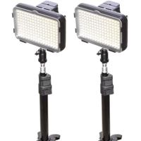 

Bescor XT160 Bi-Color LED On-Camera 2-Light Kit with LS180 Stands, BP18W Batteries and AC12V2 Adapters