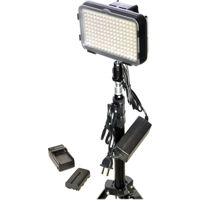 

Bescor XT160 Bi-Color LED On-Camera 1-Light Kit, Includes 6.6' Stand, AC Adapter, NP-F-Type Battery and Multi-Voltage Charger