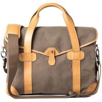 

Barber Shop Bob Cut Messenger Media Bag, Medium, Sand Canvas & Brown Leather