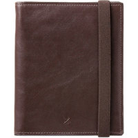 

Barber Shop Fringe Leather Passport and Memory Card Holder, Dark Brown Leather