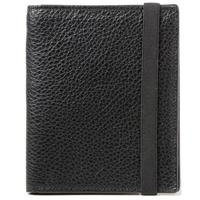 

Barber Shop Fringe Leather Passport and Memory Card Holder, Grained Black Leather