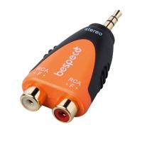 

Bespeco 1/8" Stereo Male to 2x RCA Female Adapter, Black/Orange