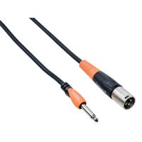 

Bespeco 3' 1/4" TS Phone Male to XLR Male Unbalanced Active Speaker Cable, Black/Orange