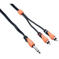 

Bespeco 15' 1/4" Stereo Jack to 2x RCA Male Interlink Cable, Black/Orange