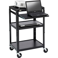 

Bretford 26-42" Adjustable Height A/V Cart with 4" Casters and Pull-Out Notebook Shelf