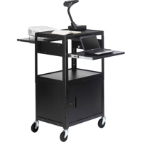 

Bretford Height Adjustable Cabinet Cart with Two Pull-Out Shelves without Electrical Outlet, 4" Casters